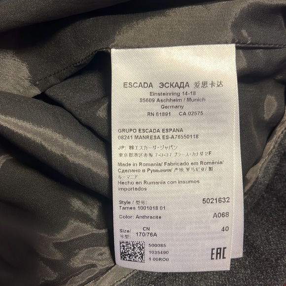 Escada anthracite wool and cashmere slacks - Picture 7 of 7